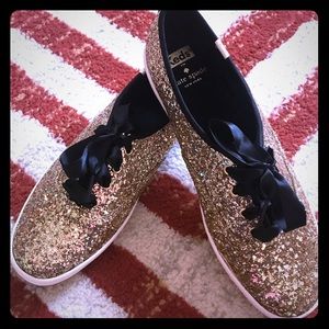 NWT Kate Spade Gold Glitter Keds